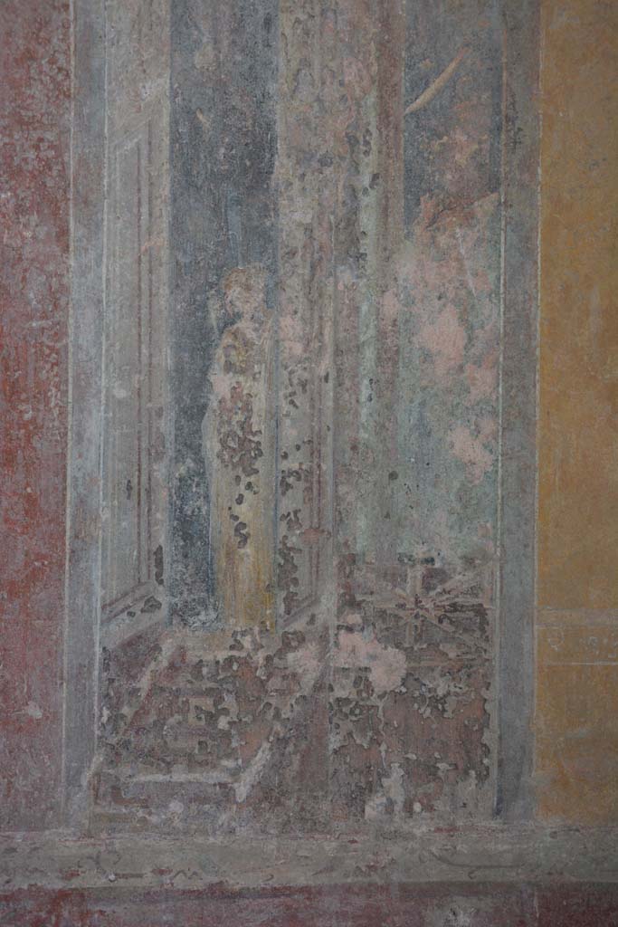 IX.5.6 Pompeii. May 2017.
Room i, detail of figure on dividing panel from west wall at north end.
Foto Christian Beck, ERC Grant 681269 DÉCOR.
