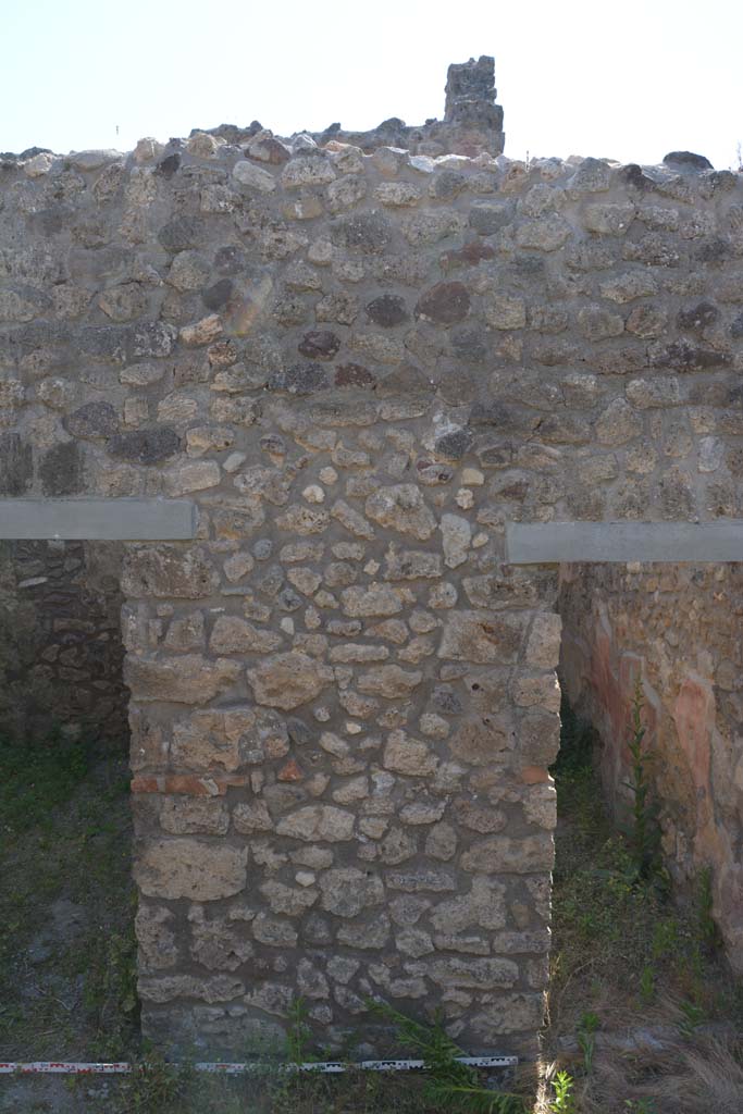 IX.5.11 Pompeii. May 2017. Peristyle n, west side, wall between doorway to rooms q, on left, and p, on right.
Foto Christian Beck, ERC Grant 681269 DÉCOR.
