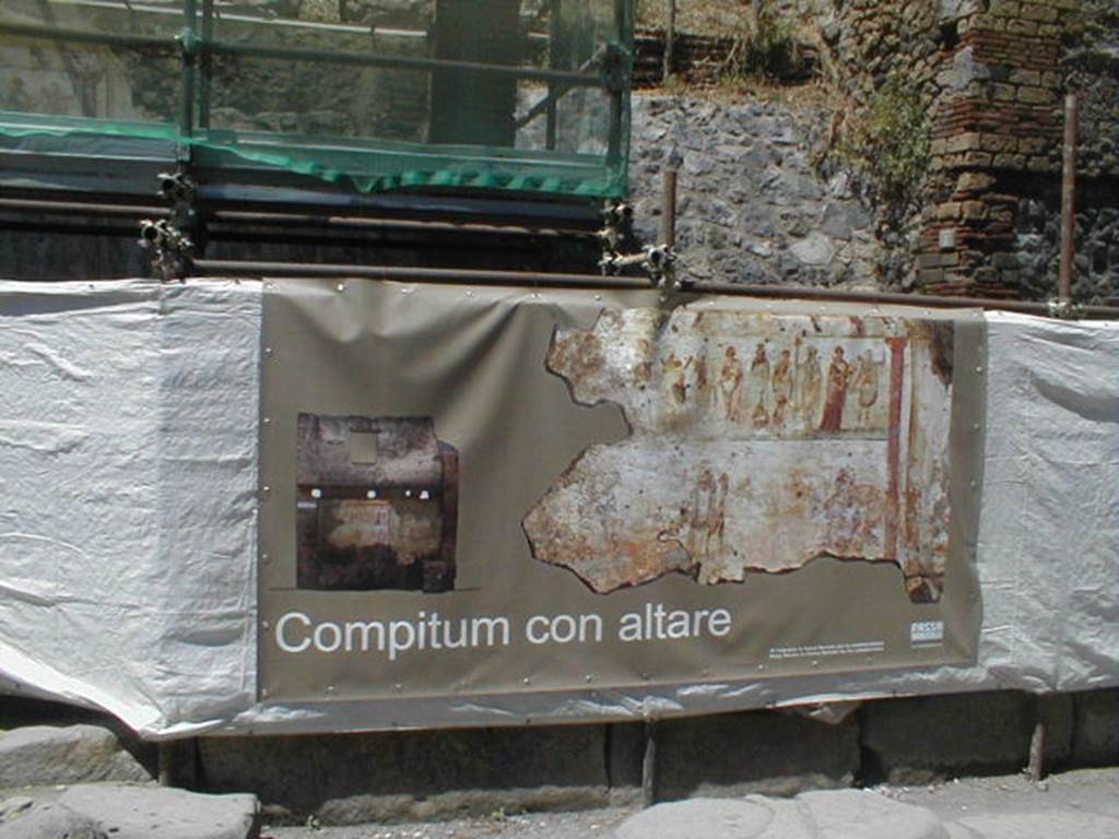 IX.11.1 PUBLIC SHRINE (only partly excavated)
Compitum at IX.11.1 undergoing restoration in May 2005