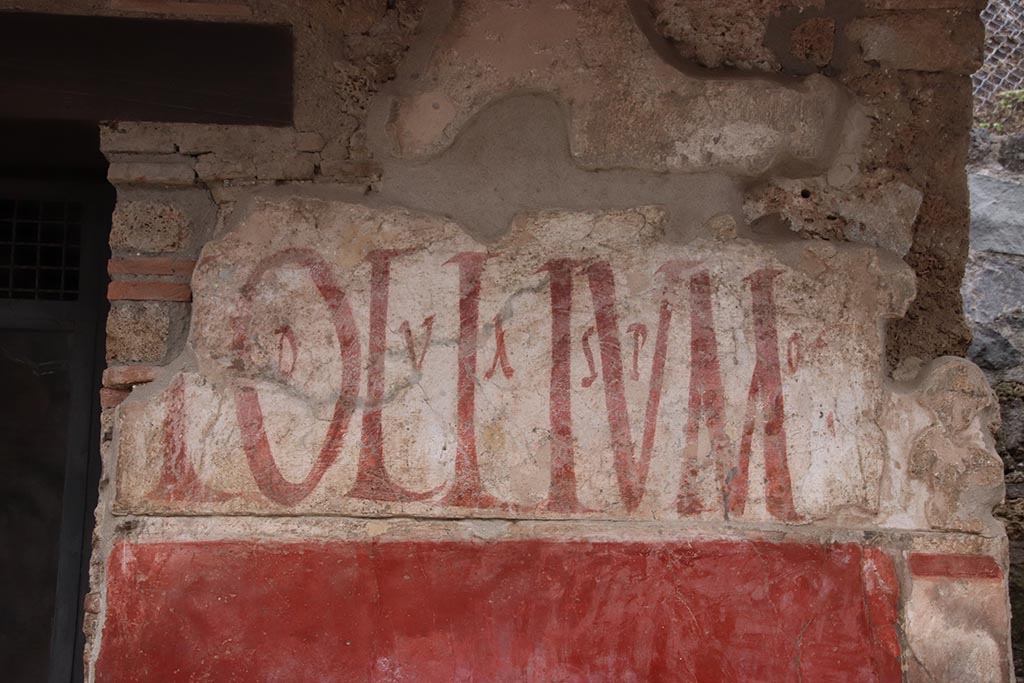IX.11.2 Pompeii. October 2024. Lollium graffiti (CIL IV 7868) on east side of entrance. Photo courtesy of Klaus Heese.