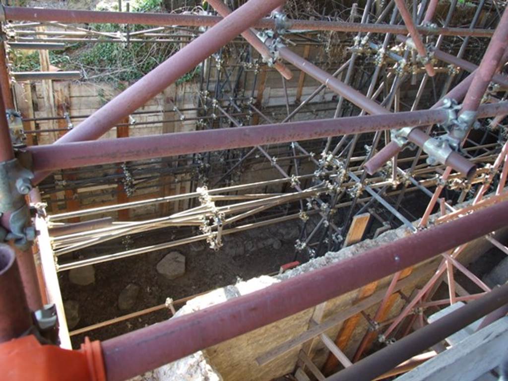 Pompeii. March 2009.  Looking west towards IX.11 across unnamed vicolo between insula IX.11 and IX.12. 
