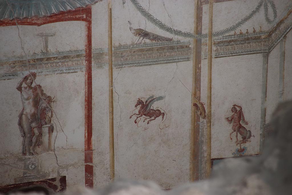 IX.12.A/IX.12.9 Pompeii. October 2024. Room 18, upper east wall at south end. Photo courtesy of Klaus Heese.