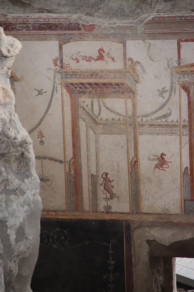 IX.12.A/IX.12.9 Pompeii. October 2024. 
Room 18, upper south wall at east end. Photo courtesy of Klaus Heese.
