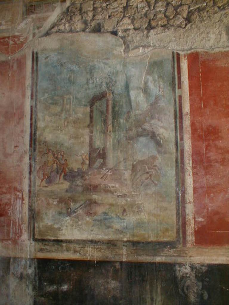 IX.13.1-3 Pompeii. September 2004. Room 13. East wall.