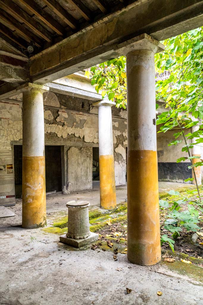 IX.13.1-3 Pompeii. October 2021.
Room 9, looking south-west from east portico. Photo courtesy of Johannes Eber.
