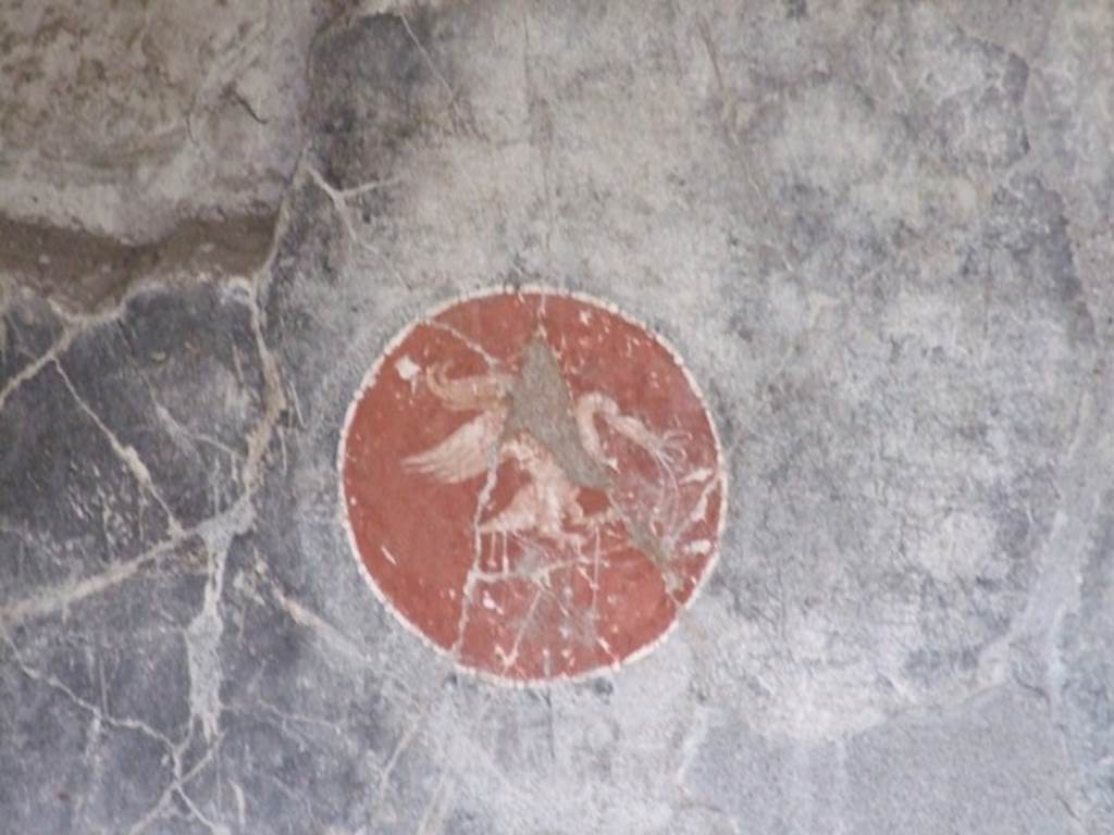 IX.13.1-3 Pompeii. March 2009. Room 15, east end of south wall, painted medallion with swan.