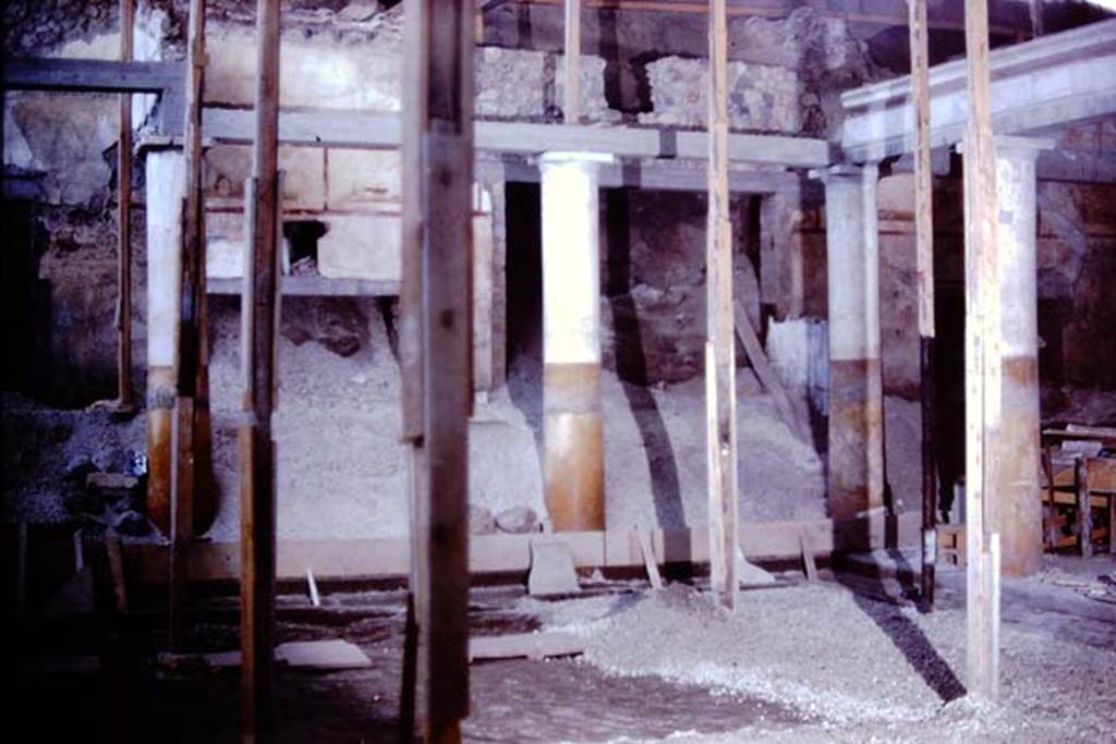 IX.13.1-3 Pompeii, 1973. Looking towards north-east corner of peristyle area. Photo by Stanley A. Jashemski. 
Source: The Wilhelmina and Stanley A. Jashemski archive in the University of Maryland Library, Special Collections (See collection page) and made available under the Creative Commons Attribution-Non Commercial License v.4. See Licence and use details. J73f0438
