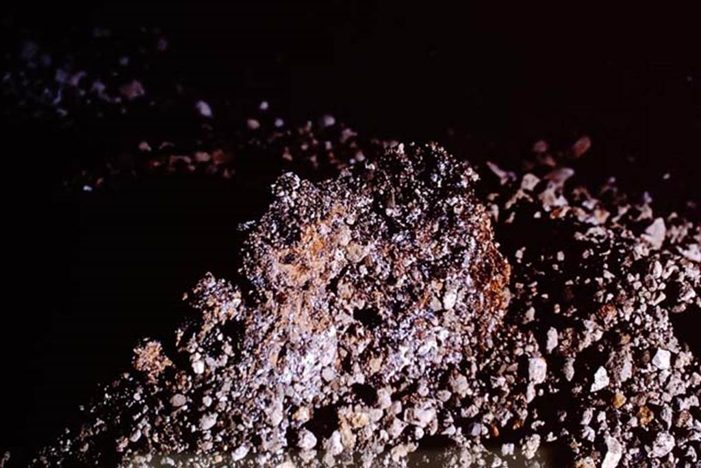 IX.13.1-3 Pompeii, 1973. Carbonized material in the lapilli. Photo by Stanley A. Jashemski. 
Source: The Wilhelmina and Stanley A. Jashemski archive in the University of Maryland Library, Special Collections (See collection page) and made available under the Creative Commons Attribution-Non Commercial License v.4. See Licence and use details. J73f0439
