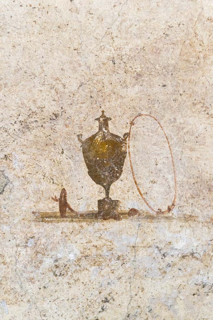 IX.13.3 Pompeii. October 2021.
Room 9, east portico, decoration on east wall. Photo courtesy of Johannes Eber.