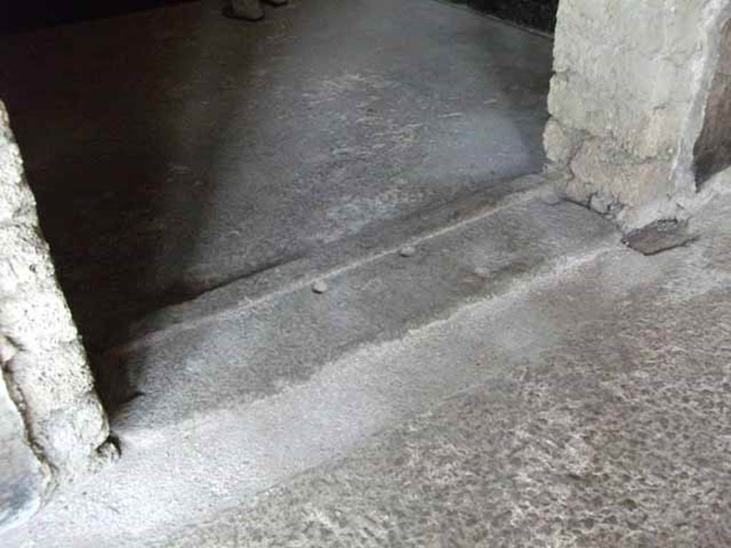 IX.13.1-3 Pompeii. May 2010. Room 10, door threshold from north portico.