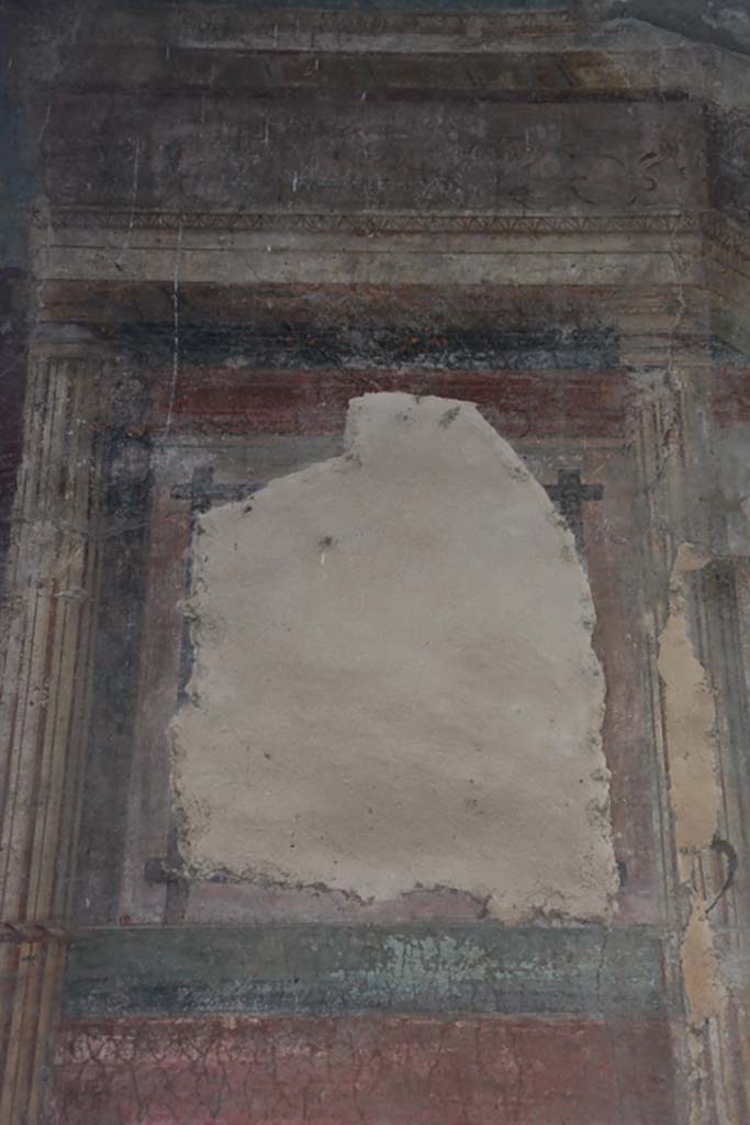 IX.14.4 Pompeii. September 2019. Room 3, detail from upper east wall at north end.
Foto Annette Haug, ERC Grant 681269 DÉCOR.
