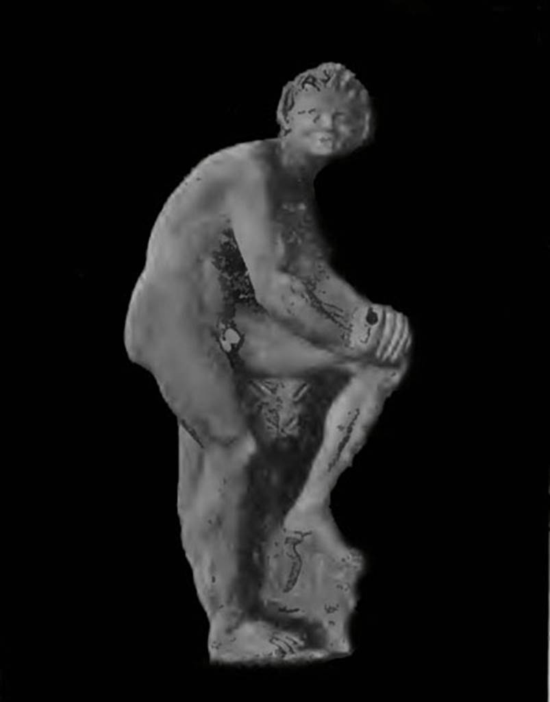 IX.14.4 Pompeii. About 1905. Fountain statue (c) of young Satyr.
See Notizie degli Scavi, 1905, p.249, fig 4.
