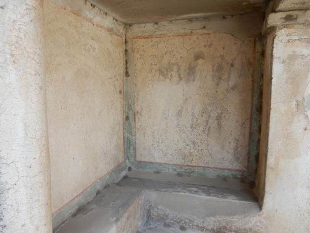 IX.14.4 Pompeii. May 2017. Household lararium shrine 32, detail of rear walls. 
Photo courtesy of Buzz Ferebee.
