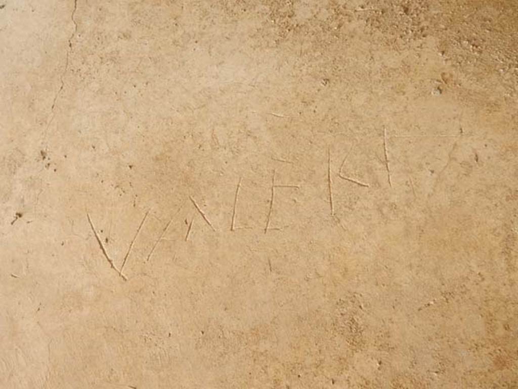 IX.14.4 Pompeii. May 2017. Graffito under the staircase on north side of peristyle.
This reads Valeri.
Photo courtesy of Buzz Ferebee.