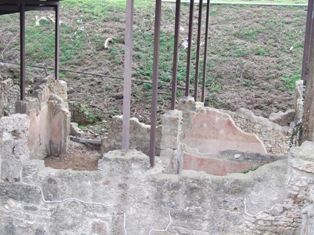 IX.14.c. December 2007. Room 2 atrium (left), room 4 (right) and south wall of fauces, room 1. Looking south from roof of IX.14.2/4.