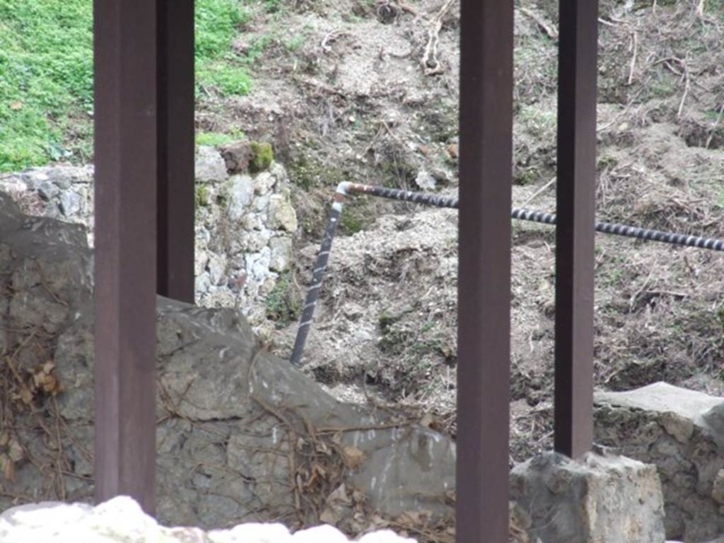 IX.14.c. December 2007. Looking south across wall of room 6 to remains of room 11 kitchen. Photographed from roof of IX.14.2/4.