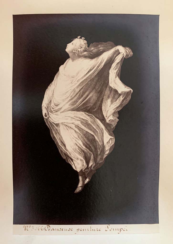 HGW06, Villa of Cicero, Pompeii. Photograph entitled “Painting of a Dancer, Pompei”.
From an album by M. Amodio, c.1880, entitled “Pompei, destroyed on 23 November 79, discovered in 1748”.