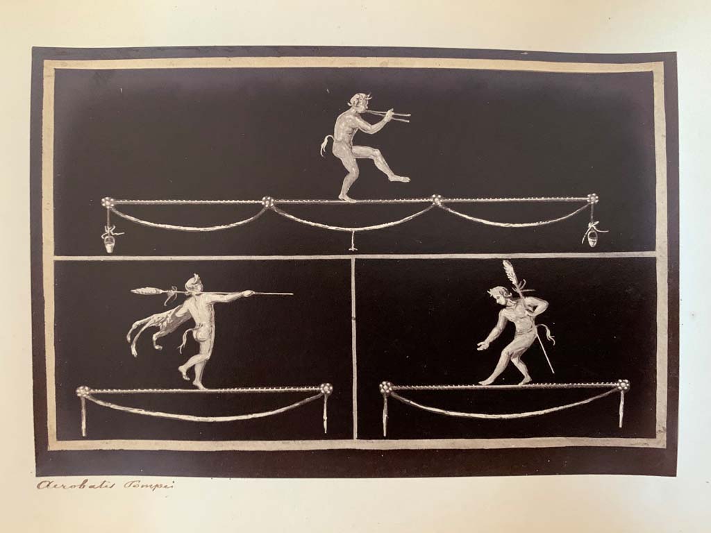 HGW06 Pompeii. Villa of Cicero, Pompeii. Photograph by M. Amodio, from an album dated April 1878.
Photograph of a drawing of Satyrs, now in Naples Archaeological Museum. Photo courtesy of Rick Bauer.