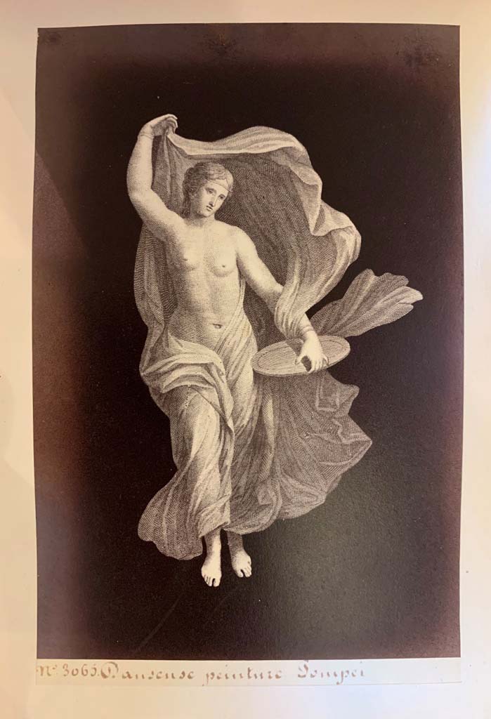 HGW06 Pompeii. Villa of Cicero, Pompeii. Photograph entitled “Painting of a Dancer, Pompei”.
From an album by M. Amodio, c.1880, entitled “Pompei, destroyed on 23 November 79, discovered in 1748”.
Photo courtesy of Rick Bauer.