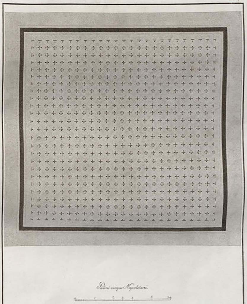 HGW24 Pompeii. Pre 1796. Mosaic flooring in courtyard preceding the baths.
(Villa Diomedes Project- area 5).
(Fontaine room Baths 3)
See Gli ornati delle pareti ed i pavimenti delle stanze dell'antica Pompei incisi in rame: (pt.1. 1796).
See Gli ornati delle pareti ed i pavimenti delle stanze dell'antica Pompei incisi in rame: 1838.