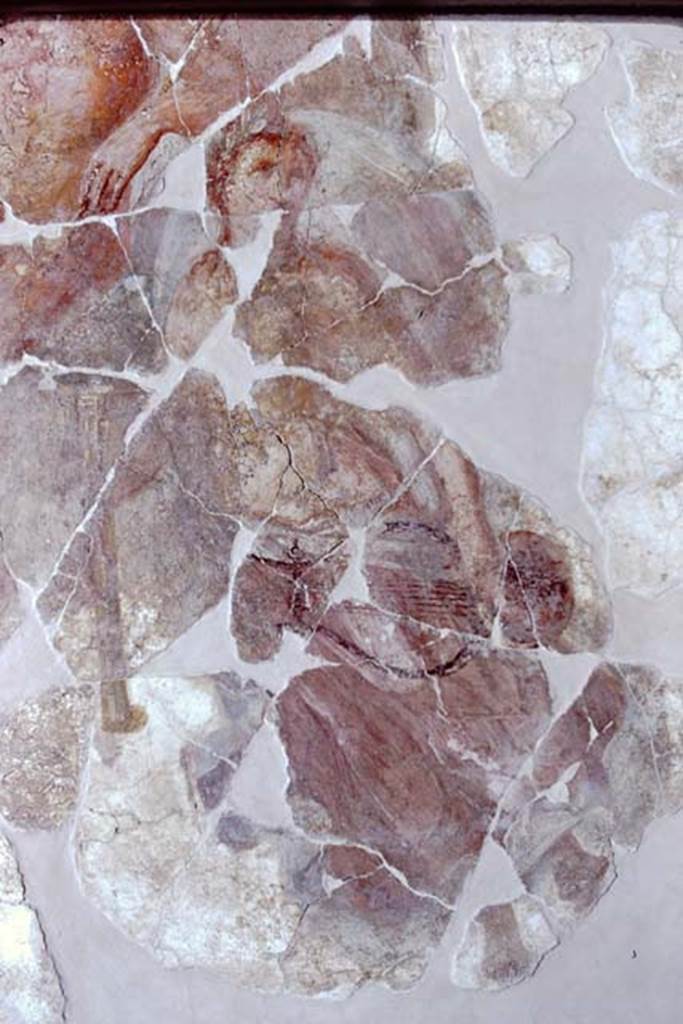 Villa San Marco, Stabiae, 1968. Area 66, garden peristyle area.
Portico 1, triumph of Mercury, detail from the ceiling.
Photo by Stanley A. Jashemski.
Source: The Wilhelmina and Stanley A. Jashemski archive in the University of Maryland Library, Special Collections (See collection page) and made available under the Creative Commons Attribution-Non Commercial License v.4. See Licence and use details.
J68f1954