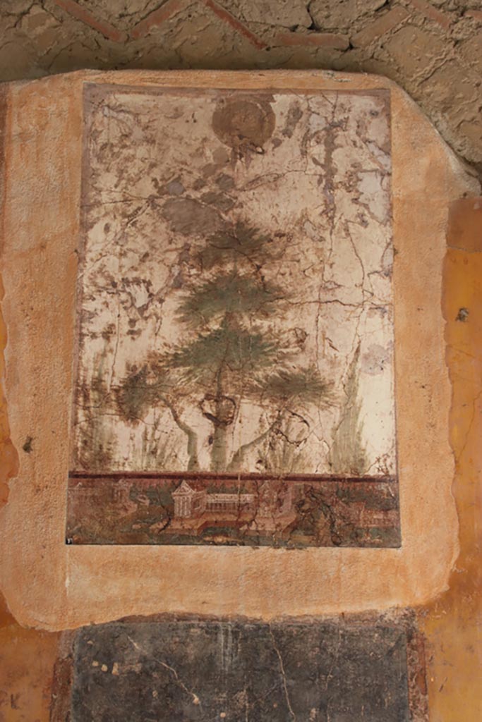 Villa San Marco, October 2022.
Portico 20, east wall of portico, detail of panel. Photo courtesy of Klaus Heese.