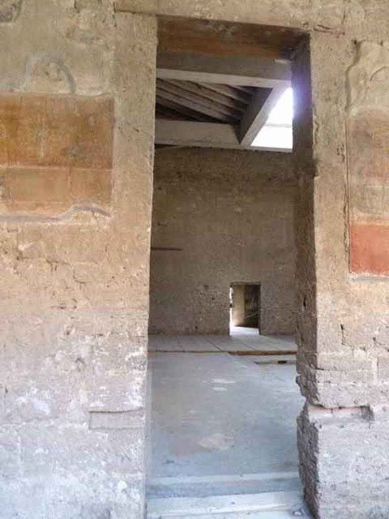 Villa of Mysteries, Pompeii. May 2010. Looking west through side door into atrium.