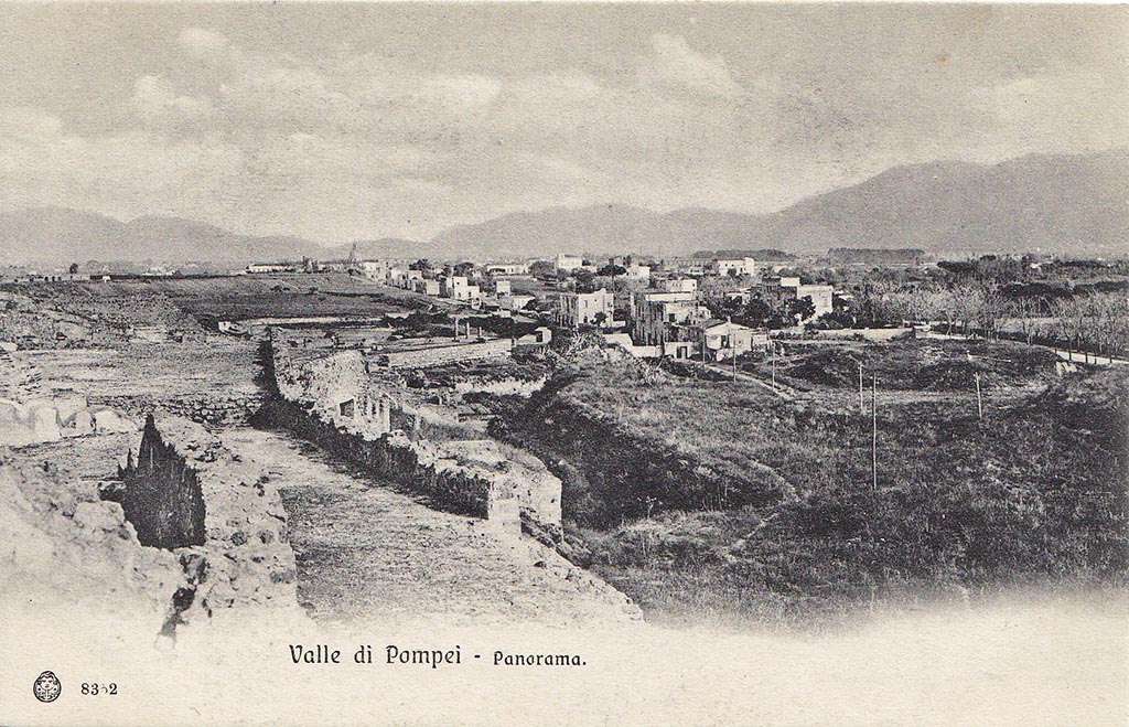 Valle di Pompei. Undated postcard looking east from the ancient city of Pompeii. Photo courtesy of Drew Baker.