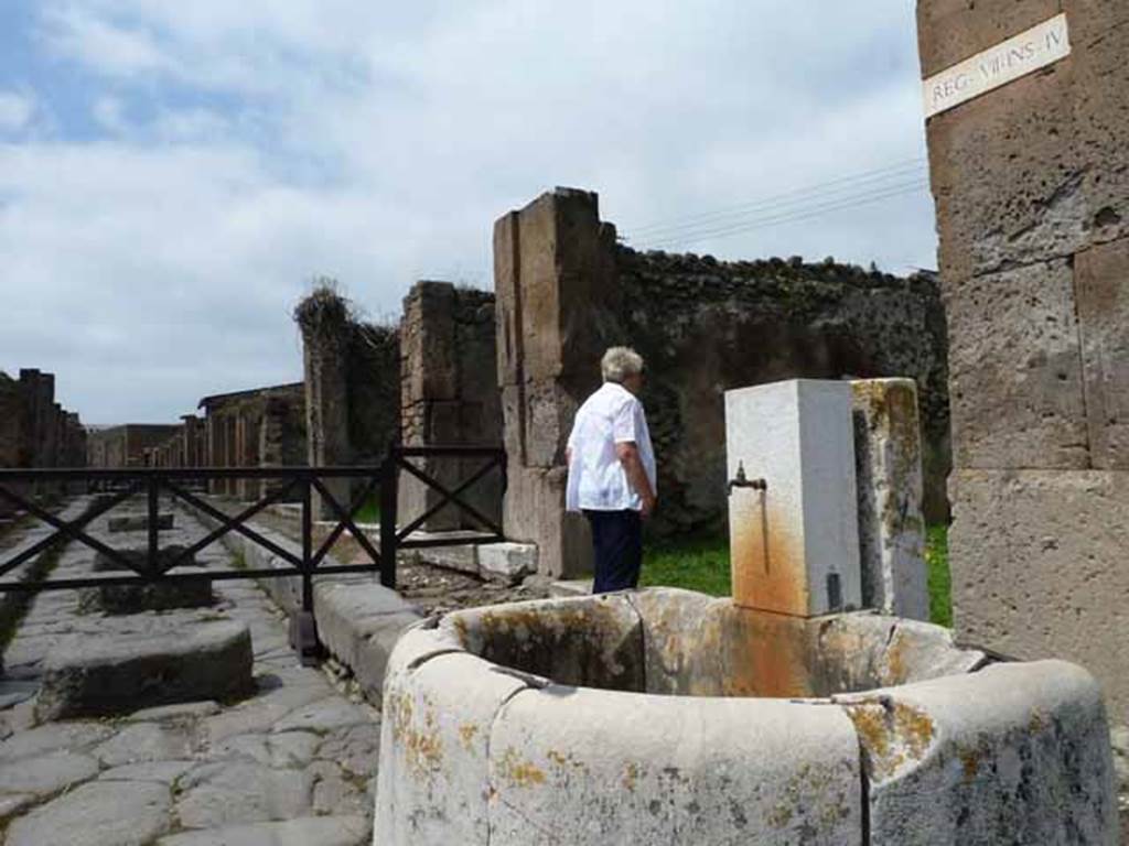Via degli Augustali, north side, May 2010. Looking west from VII.4.32.