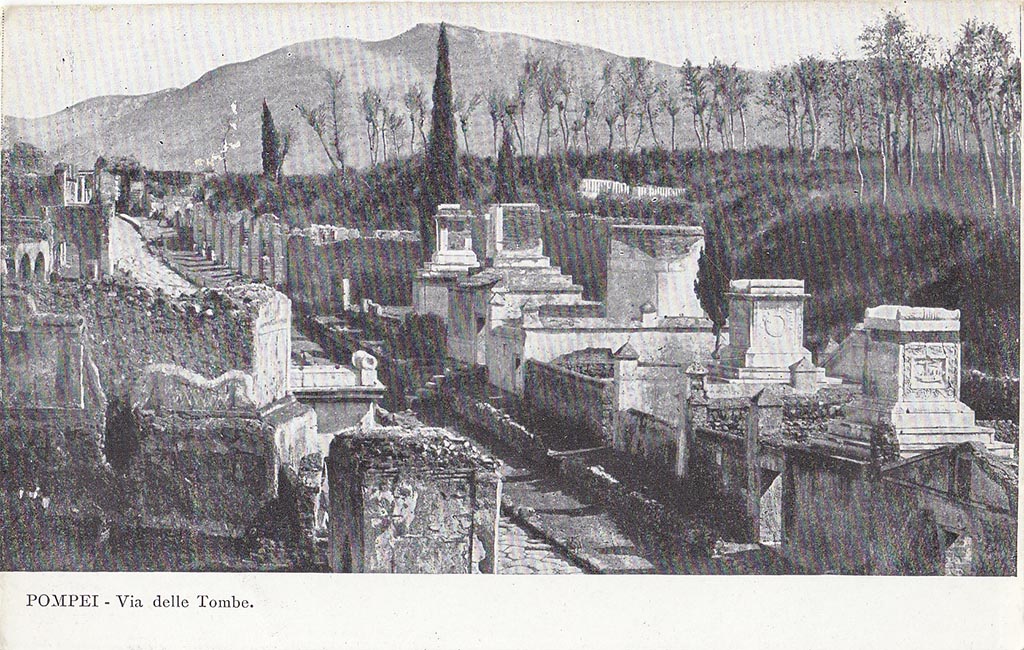 Via dei Sepolcri. Old postcard. West side. Photo courtesy of Drew Baker.