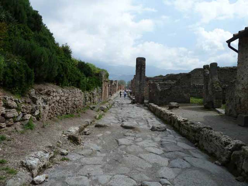 Via del Vesuvio, May 2010. Looking south from between V.6 and VI.16, from near VI.16.7.