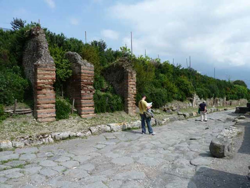 Via del Vesuvio, east side, May 2010. Looking south along V.6, near V.6.17.