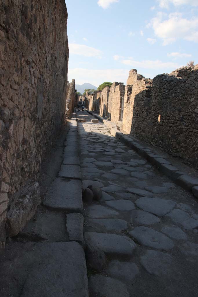 Vicolo dei Vettii between VI.13 and VI.14, Pompeii. September 2021. 
Looking north. Photo courtesy of Klaus Heese.

