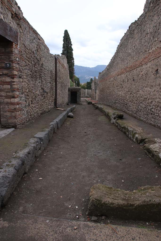 Vicolo del Citarista, Pompeii. October 2020. Looking south between I.10 and I.3, during the year of the pandemic.
Photo courtesy of Klaus Heese.