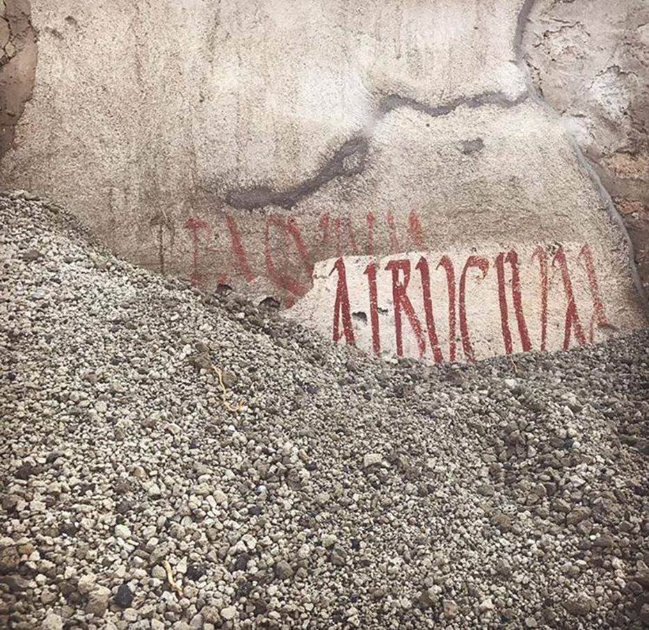 Vicolo dei balconi. Electoral inscriptions with information about different years of electoral propaganda.
Note the name of candidates superimposed on each other.
Vicolo dei balconi. Iscrizioni elettorali con informazioni sui diversi anni di propaganda elettorale.
Si noti il nome dei candidati sovrapposti l'uno all'altro.
Photograph © Parco Archeologico di Pompei.