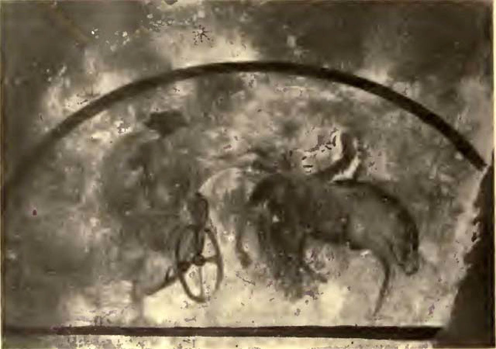 Santa Maria Capua Vetere, Mithraeum. 1922. Fresco of Luna/Diana on the East wall.
See Notizie degli Scavi di Antichità, 1924 p. 364, fig. 6.
