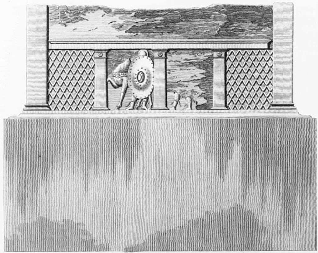 HGE38 Pompeii. 1824 drawing by Mazois of east side. See Mazois, F., 1812. Les Ruines de Pompei: Premiere Partie. Paris: Didot Freres. (pl. 16,2).