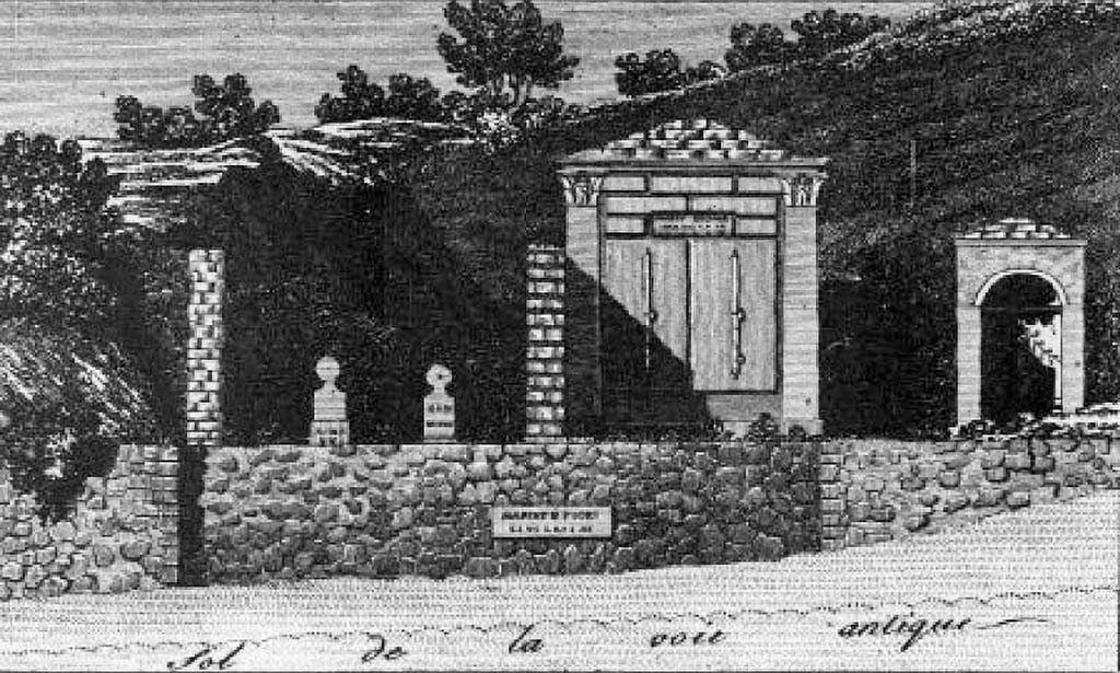 HGE41 Pompeii. 1824 drawing by Mazois showing HGE41 on right with HGE42 on left.
See Mazois, F., 1824. Les Ruines de Pompei: Premiere Partie. Paris: Didot Freres. (pl. 4, fig. 1).