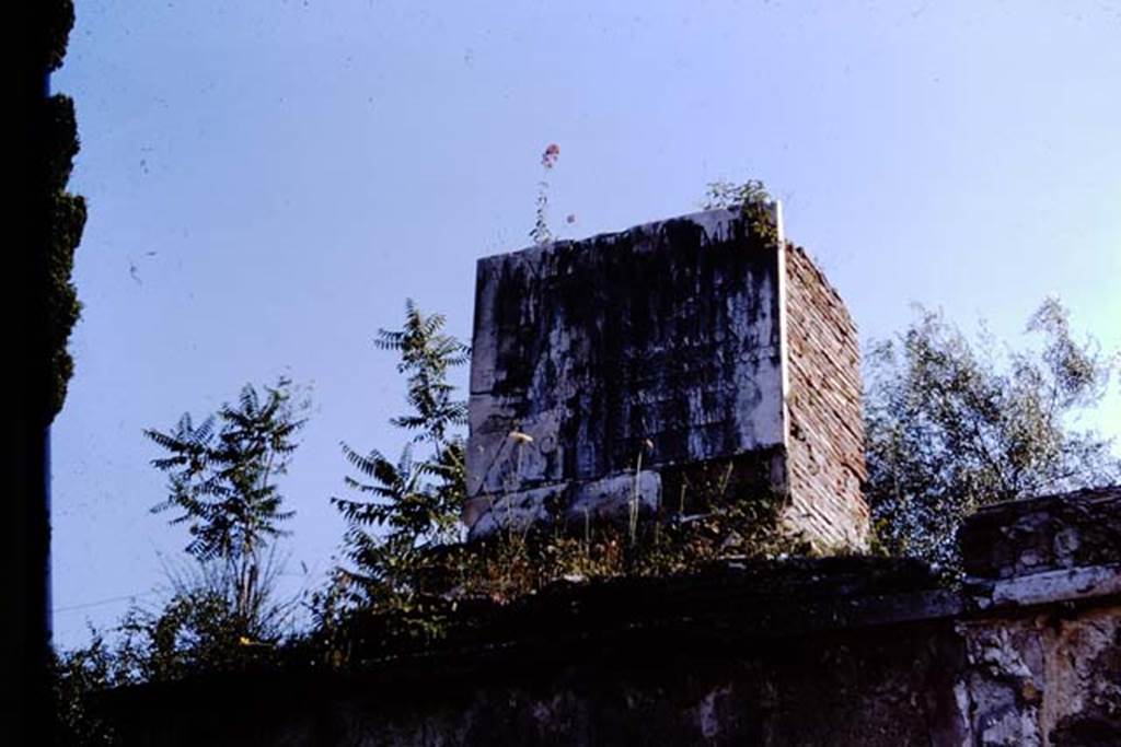 HGW17Pompeii. 1964. Marble plaque on east side. Photo by Stanley A. Jashemski.
Source: The Wilhelmina and Stanley A. Jashemski archive in the University of Maryland Library, Special Collections (See collection page) and made available under the Creative Commons Attribution-Non Commercial License v.4. See Licence and use details.
J64f1833
