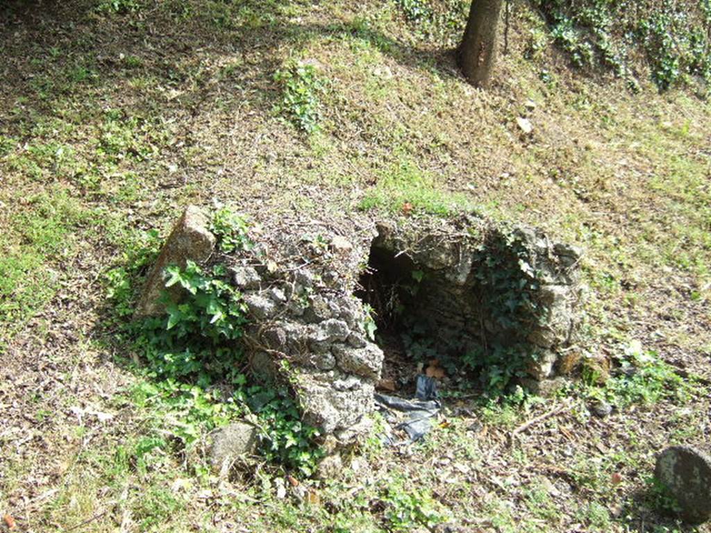Pompeii Porta Nocera Tomb 17bOS. May 2006. Tomb of Titus Muttius Proculus and Lucius Muttius Martialis. 
According to D’Ambrosio, a columella was found inserted in the wall with the Latin inscription 

T  MVTT  
IVS  PRO  
CVLVS  V 
A  XXV.

He expands this to

T(itus) Muttius Proculus v(ixit) a(nnis) XXV

He also says The Giornale di Scavi (11th August 1955) recorded a second columella with the inscription 

L  MVTTIVS  
MARTIALIS. 

He expands this to 

L(ucius) Muttius Martialis.

See D’Ambrosio, A. and De Caro, S., 1983. Un Impegno per Pompei: Fotopiano e documentazione della Necropoli di Porta Nocera. Milano: Touring Club Italiano. 17a b OS.

