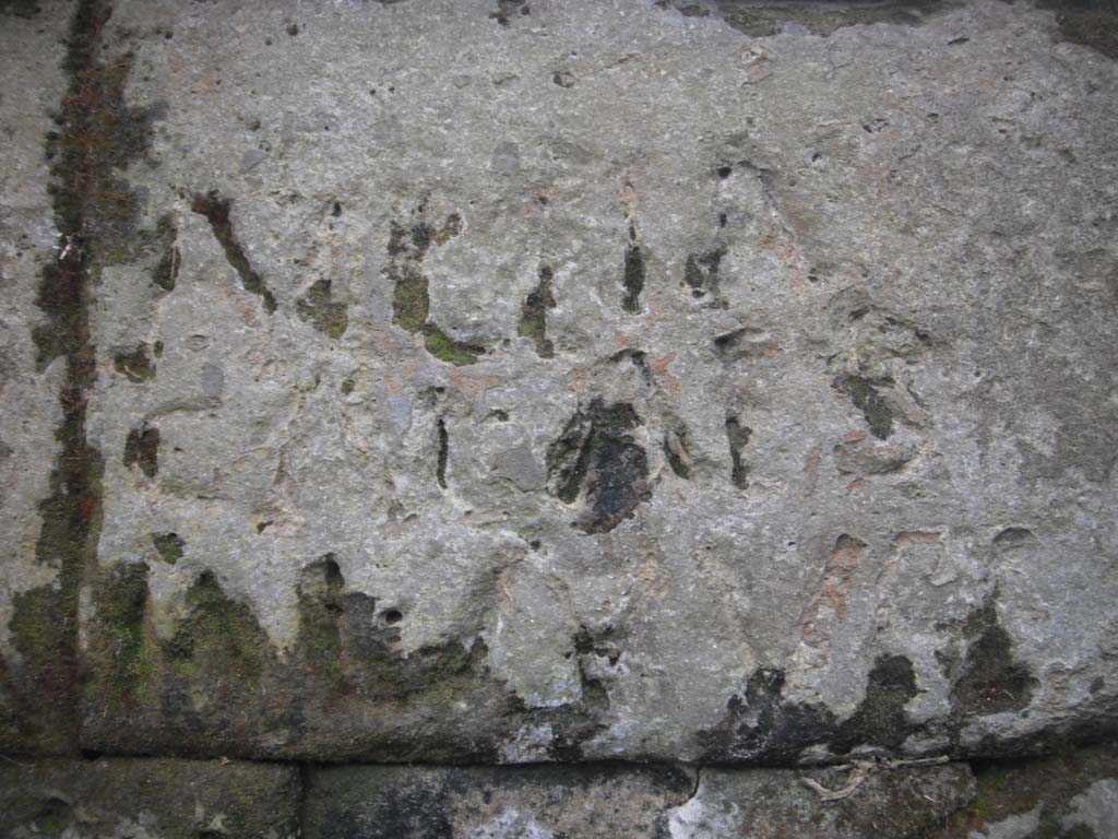 Tombs PSPN Pompeii. May 2011. Inscription to Alleia Calaes alleia Numphe. Photo courtesy of Ivo van der Graaff.