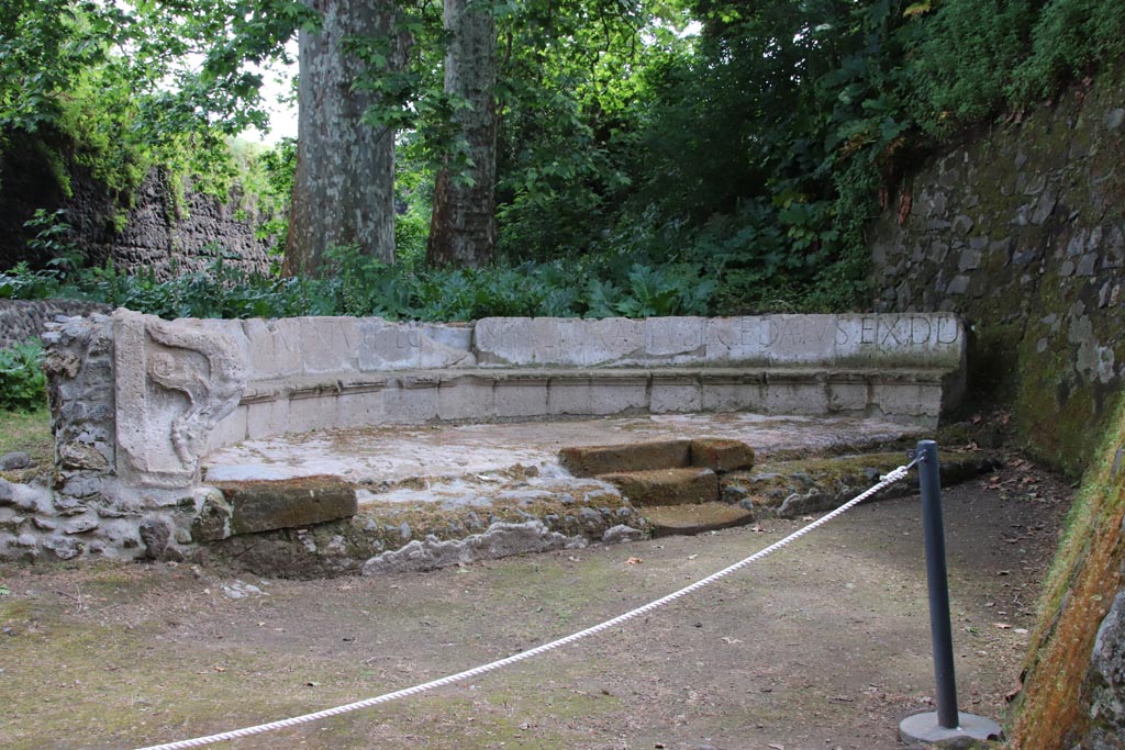 SGF Pompeii. May 2024. Looking east towards schola tomb with steps built into the front. Photo courtesy of Klaus Heese.
