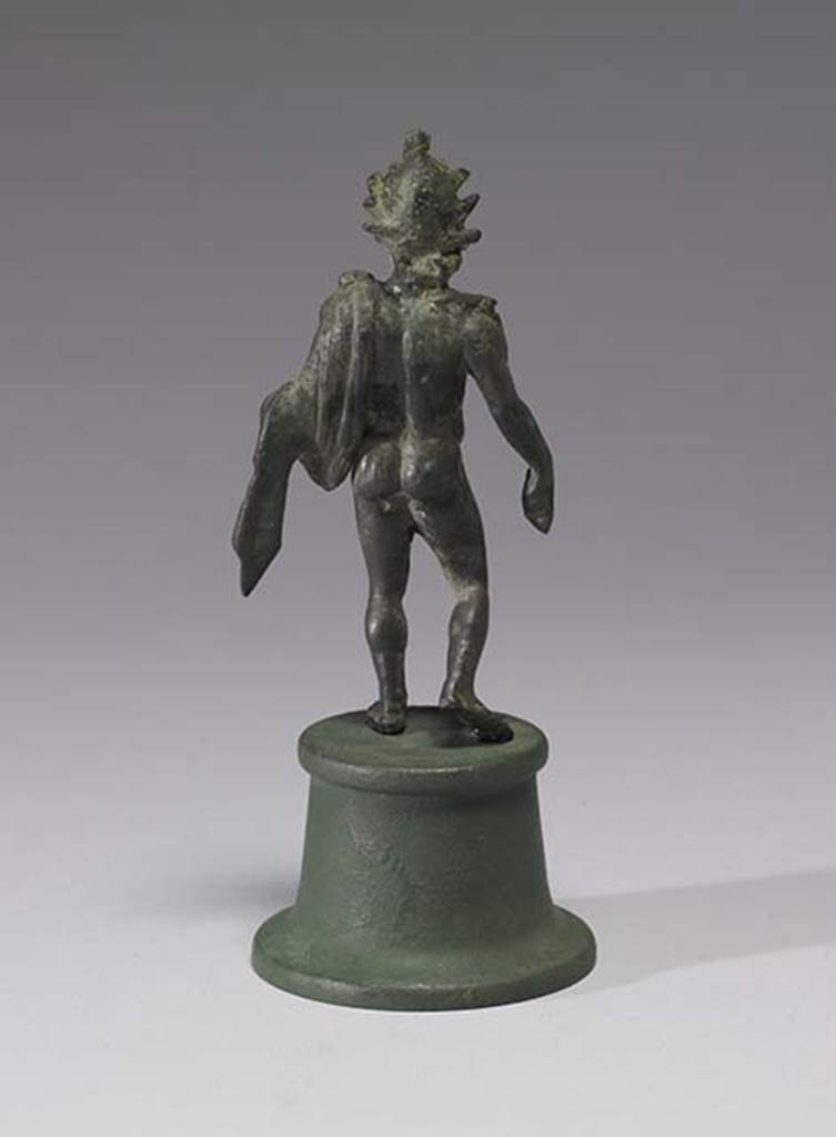 Boscoreale, Villa rustica in fondo D’Acunzo. Room 12, lararium. 
Bronze statuette of Alexander Helios, rear view.
Photo courtesy of The Walters Art Museum, Baltimore. Inventory number 54.2290.
http://thewalters.org/
Creative Commons Attribution-ShareAlike 3.0 Unported Licence
