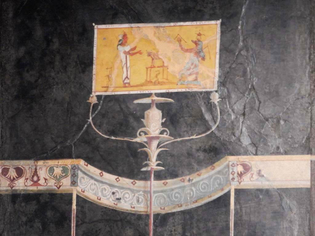 Villa of Agrippa Postumus, Boscotrecase. January 2018. Room 15, detail from west end of north wall.
Photograph taken at Metropolitan Museum New York. Photo courtesy of Buzz Ferebee.