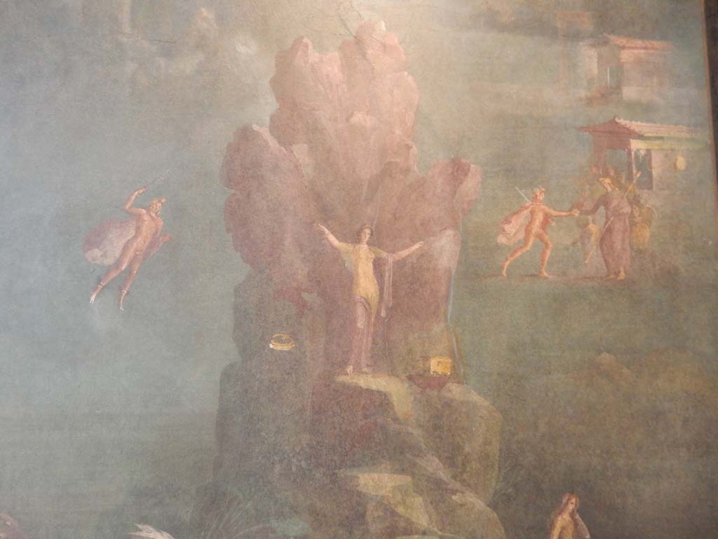 Villa of Agrippa Postumus, Boscotrecase. January 2018. Room 19, wall painting of Perseus and Andromeda.
Perseus is about to rescue Andromeda from the sea monster.
Photograph taken at Metropolitan Museum New York. Photo courtesy of Buzz Ferebee.