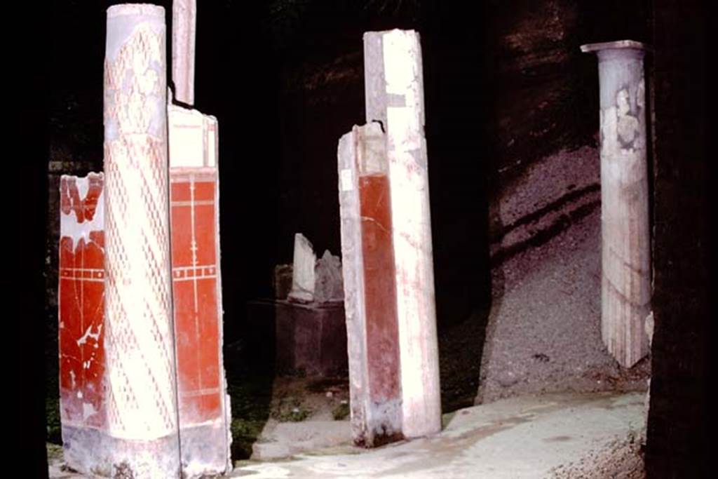 Oplontis, 1974. Area 19, south-west peristyle, looking south-west to garden area.
Photo by Stanley A. Jashemski.   
Source: The Wilhelmina and Stanley A. Jashemski archive in the University of Maryland Library, Special Collections (See collection page) and made available under the Creative Commons Attribution-Non Commercial License v.4. See Licence and use details.
J74f0643
