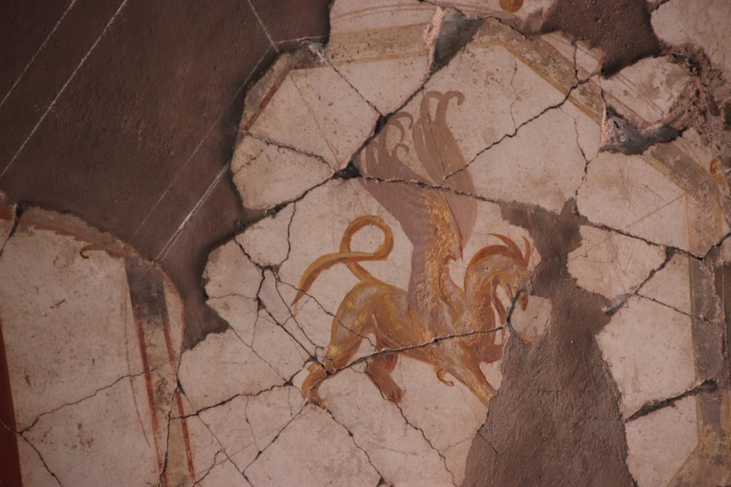 Oplontis Villa of Poppea, May 2024. Corridor 46, detail from centre of ceiling panel. Photo courtesy of Klaus Heese.  