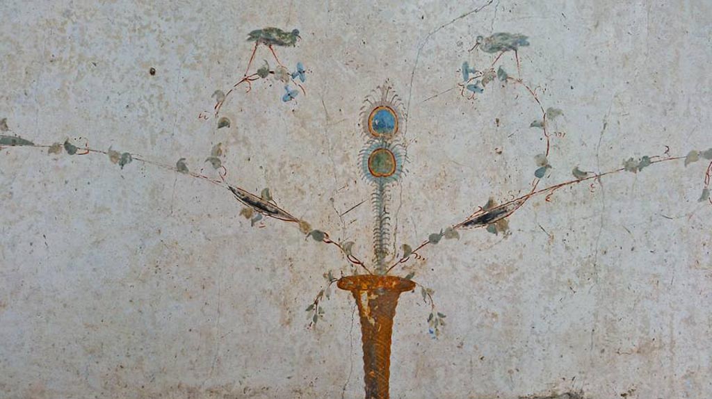Oplontis Villa of Poppea, April 2016. 
Area 60, detail from base of panel on west wall in south-west corner. Photo courtesy of Giuseppe Ciaramella.
