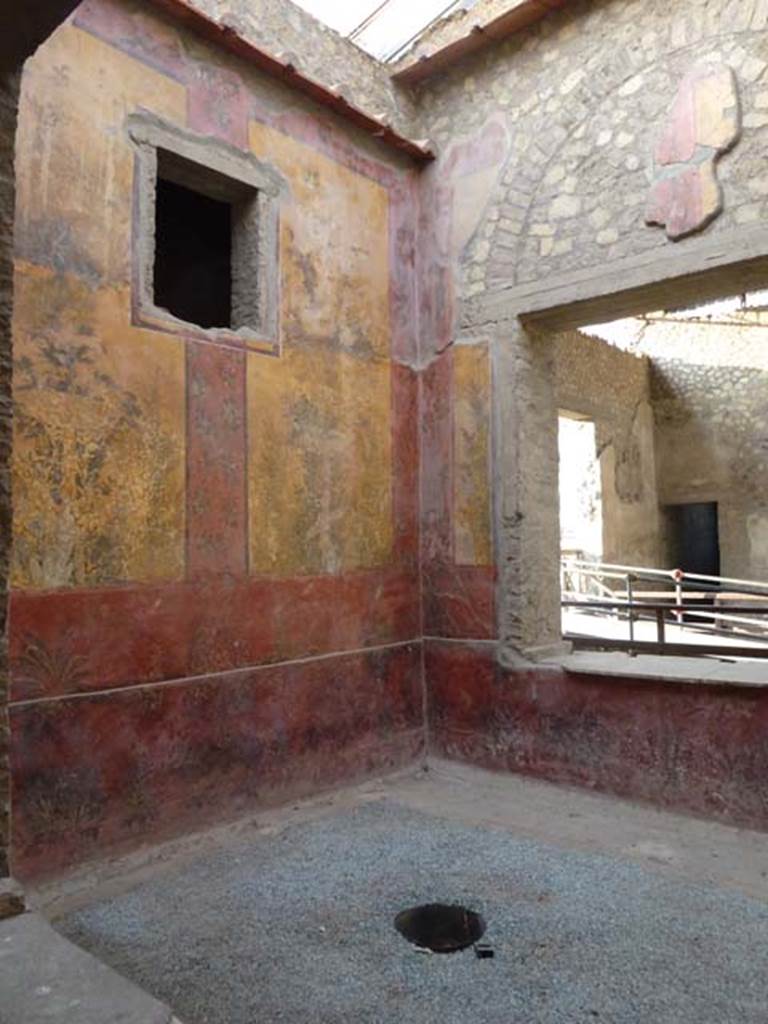 Oplontis, September 2011. Room 68, west wall and north-west corner, looking through window into room 69. Photo courtesy of Michael Binns.