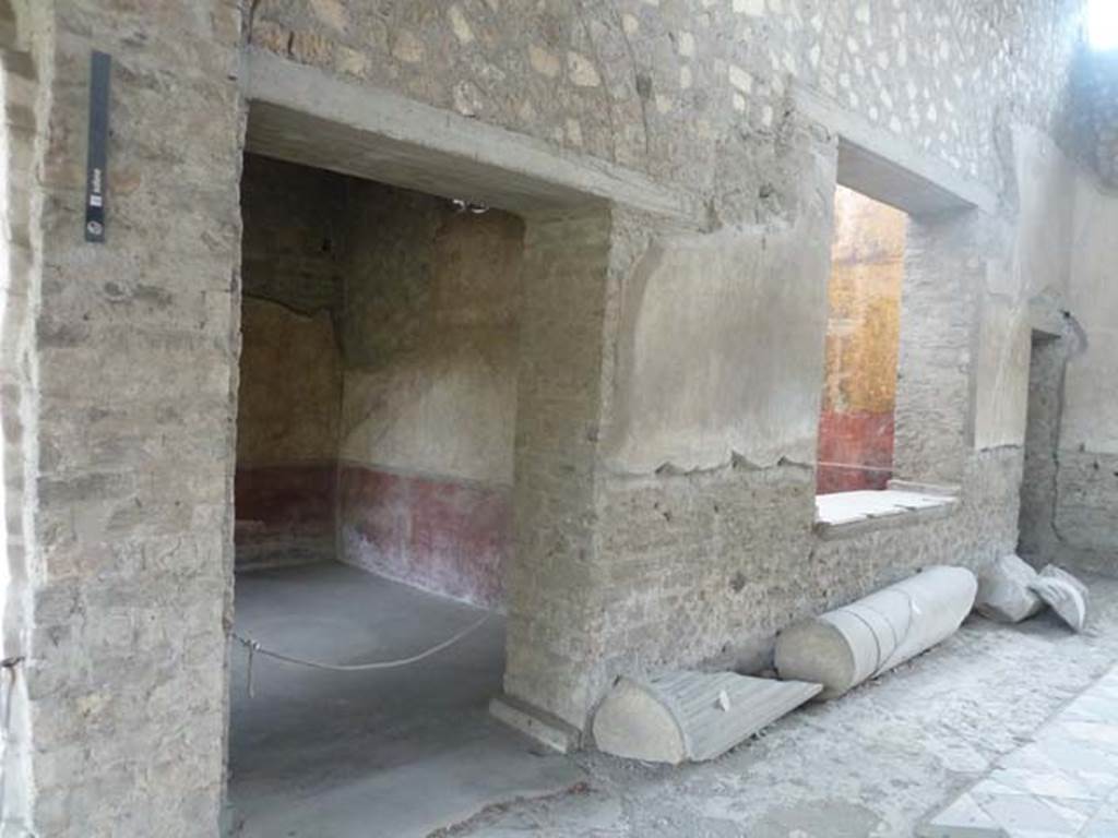 Oplontis, September 2015. Room 69, south wall with doorway to room 75, window to room 68, and doorway to corridor 67.
